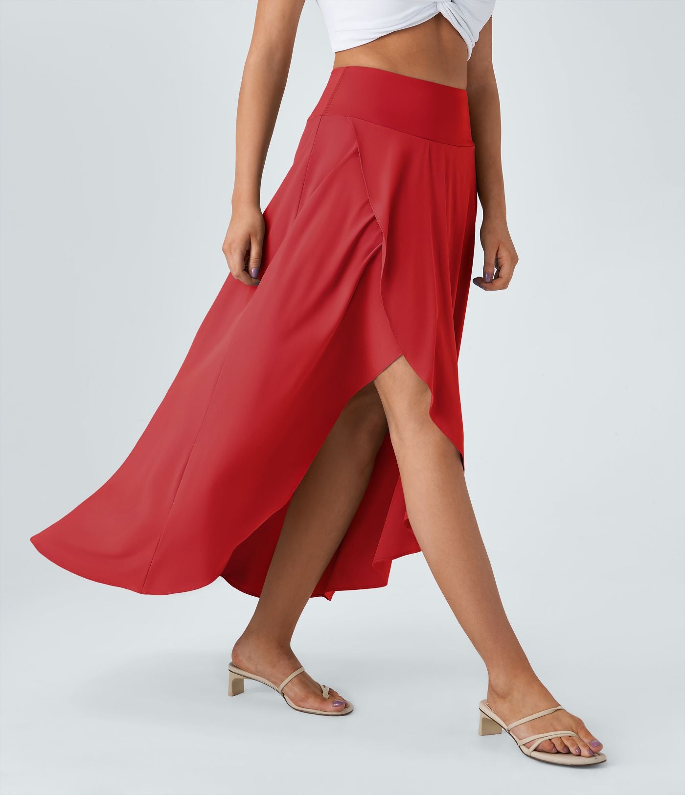 Jupe Longue Casual Breezeful™ Taille Haute à Volants 2en1 Fluide Sèchement Rapide Quotidien Maxi
