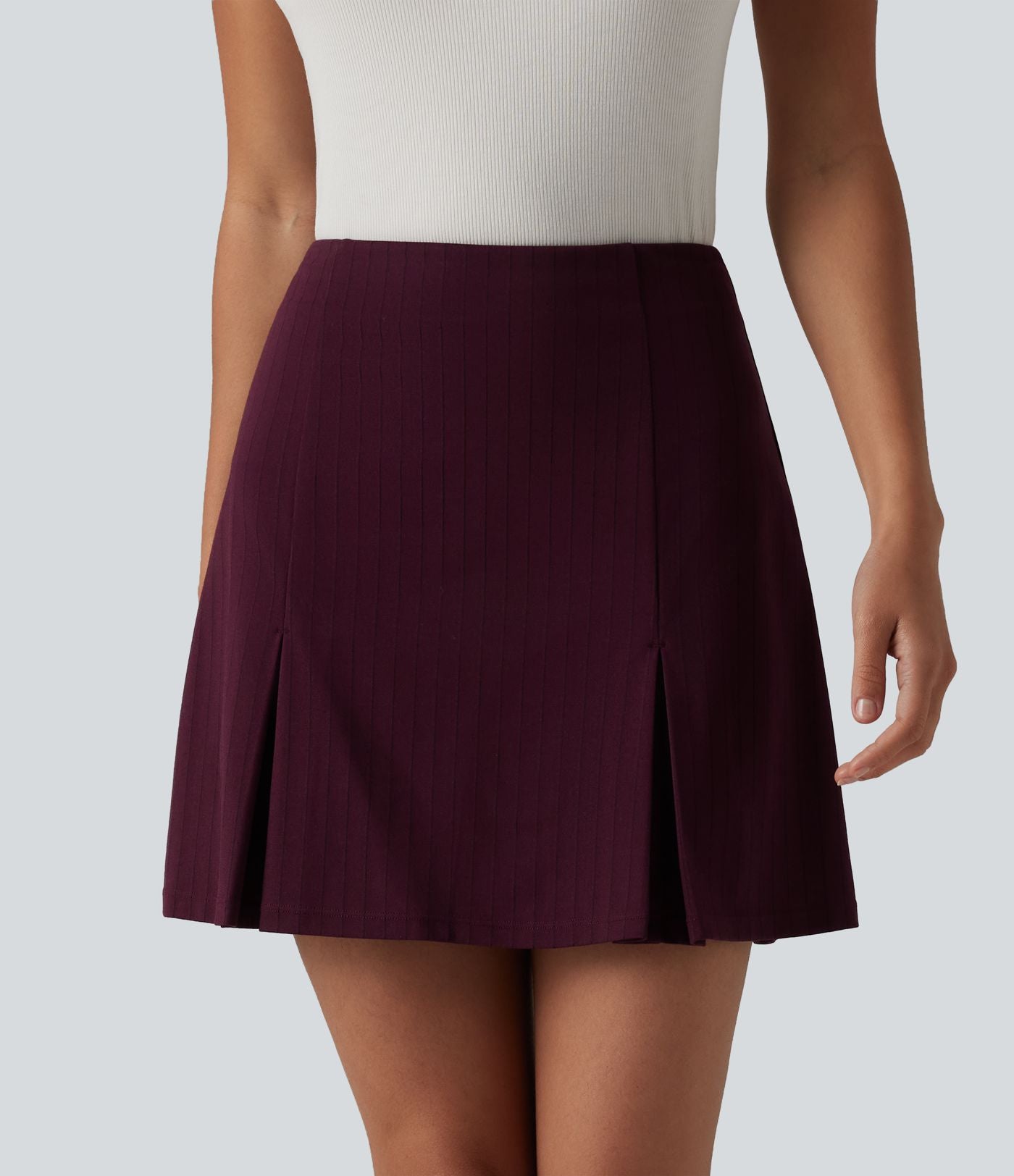 Jupe mini allongée trapèze taille haute 2-en-1 effet frais InstantCool à rayures pour le travail