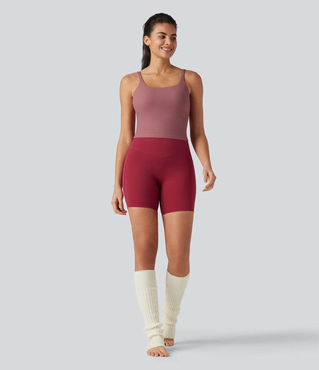 Débardeur de danse dos nu col U avec soutien-gorge intégré