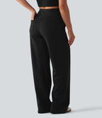 Jogging casual large coton taille haute avec poches