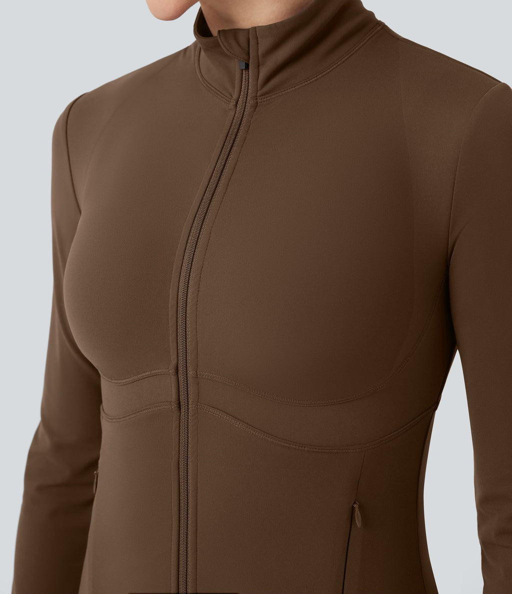 Veste de yoga Halara UltraSculpt™ col montant push-up manches longues à trous pouces avec poches