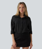 Chemise tailleur à manches longues à rayures mélange lin