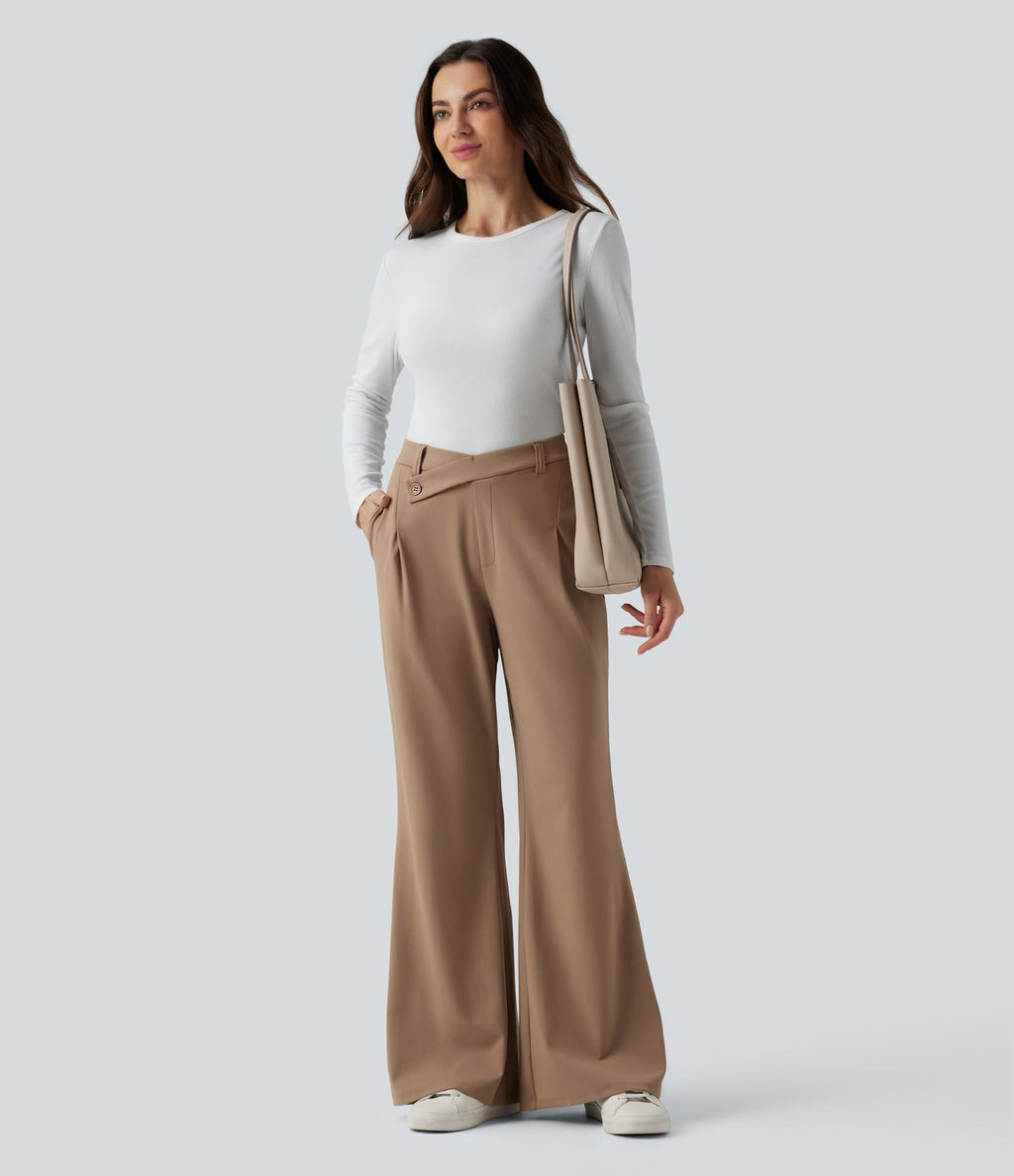 Pantalon tailleur évasé asymétrique taille haute Halara Flex™ DayStretch avec poches