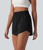 Short de yoga 7,5 cm taille haute à ourlet arrondi et poches
