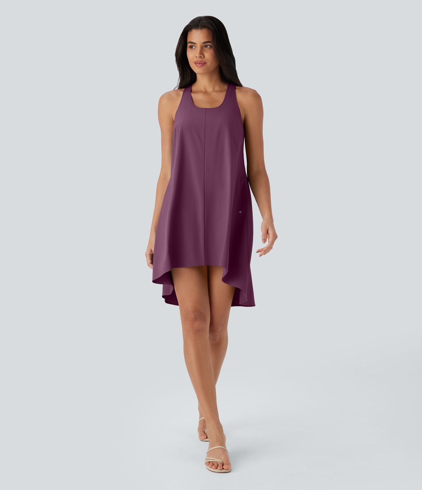 Robe décontractée mini fluide Breezeful™ à dos nageur, poches latérales, ourlet asymétrique et séchage rapide