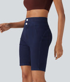 Short cycliste casual denim Halara Flex™ tricot extensible taille haute effet push-up avec poches
