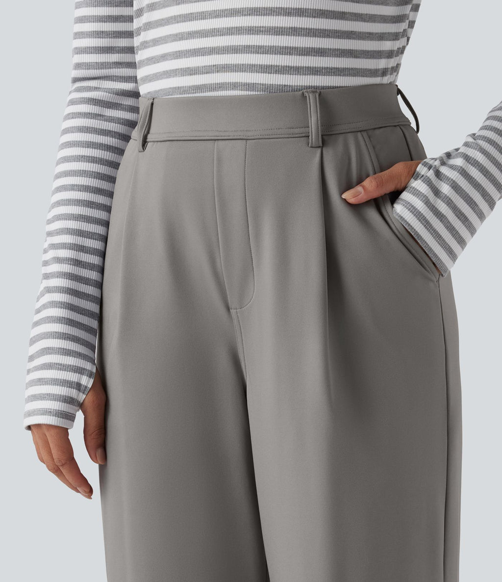 Pantalon tailleur jambes droites slim taille haute Halara Flex™ DayStretch avec poches