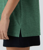 T-shirt Casual Relax à Col Rond Poche Poitrine Ourlet Fendu