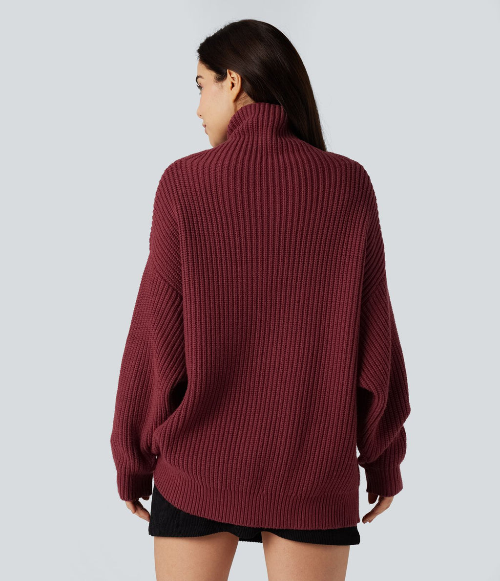 Pull col montant manches longues