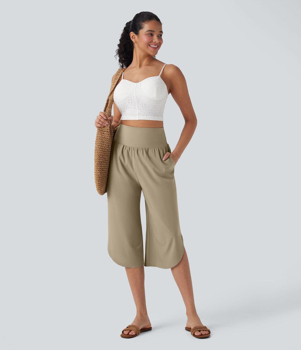 Pantalon corsaire gainant taille haute à ourlet asymétrique et séchage rapide avec poches Breezeful™