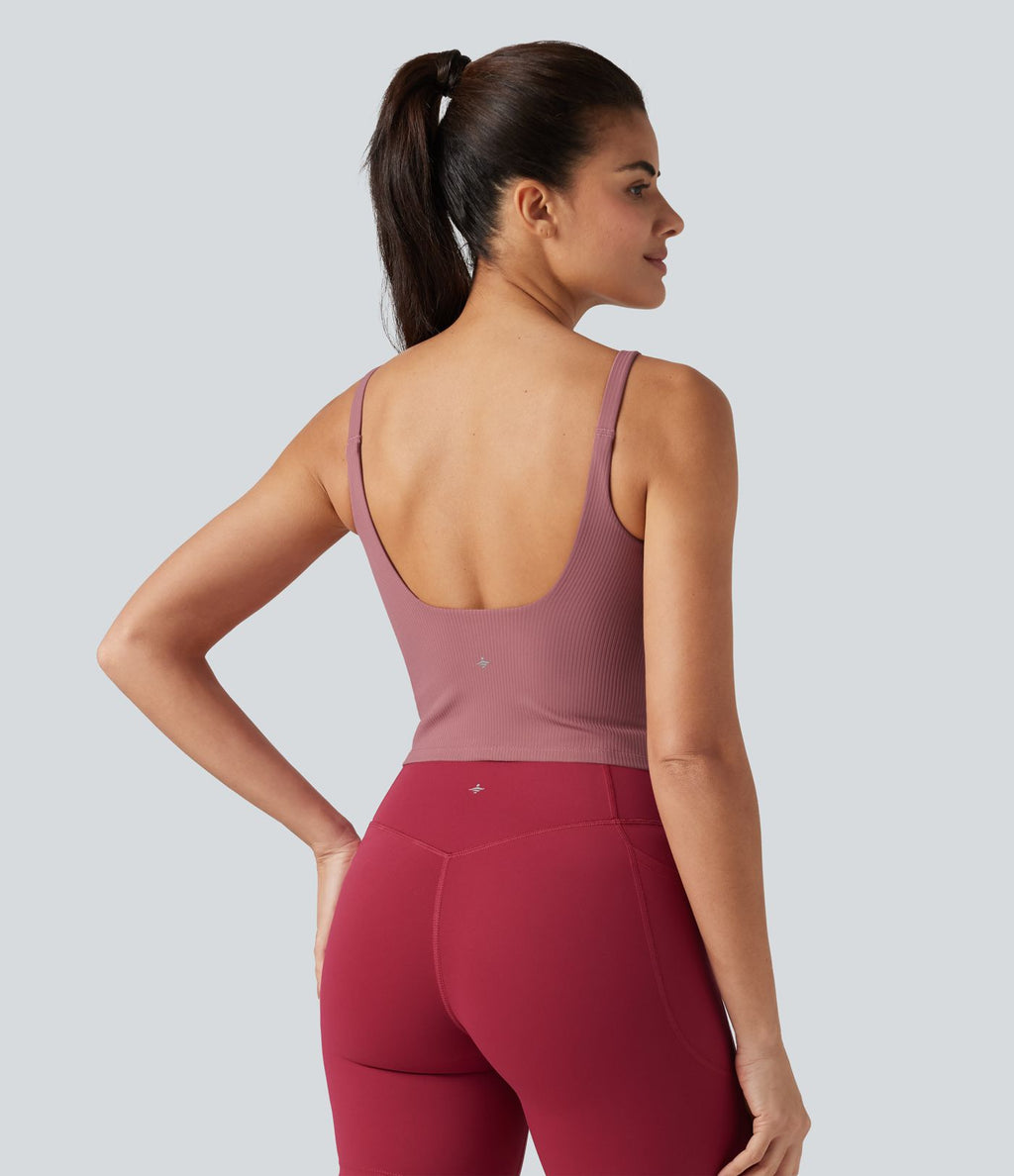 Débardeur de danse dos nu col U avec soutien-gorge intégré