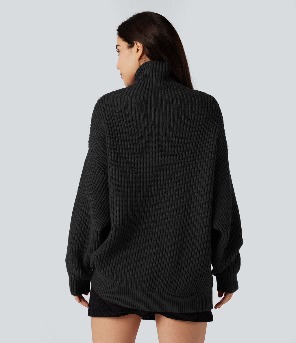 Pull col montant manches longues