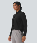 Chemise esprit bureau défroissage facile avec col foulard et manches longues