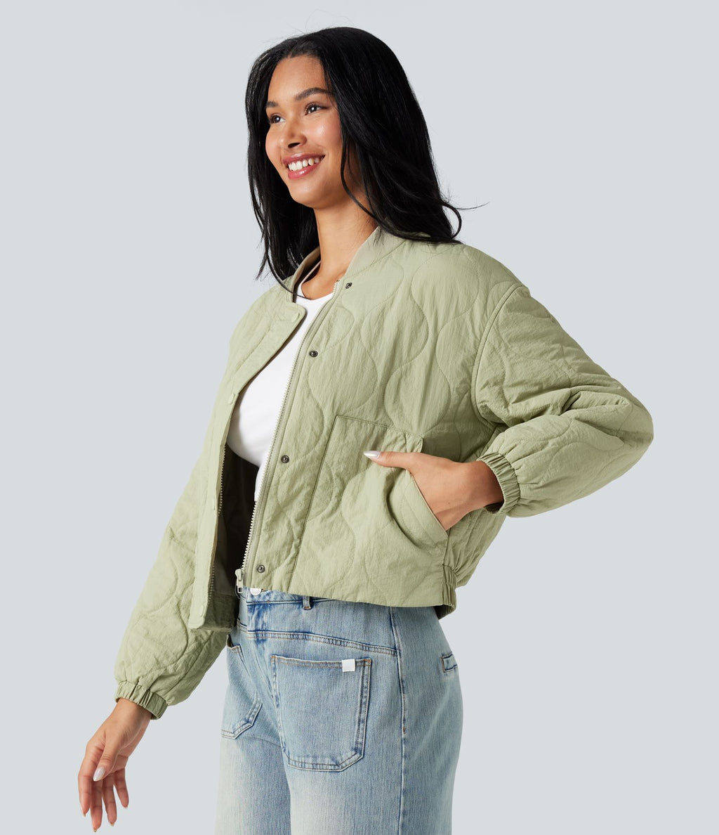 Doudoune bomber col montant manches longues avec poches