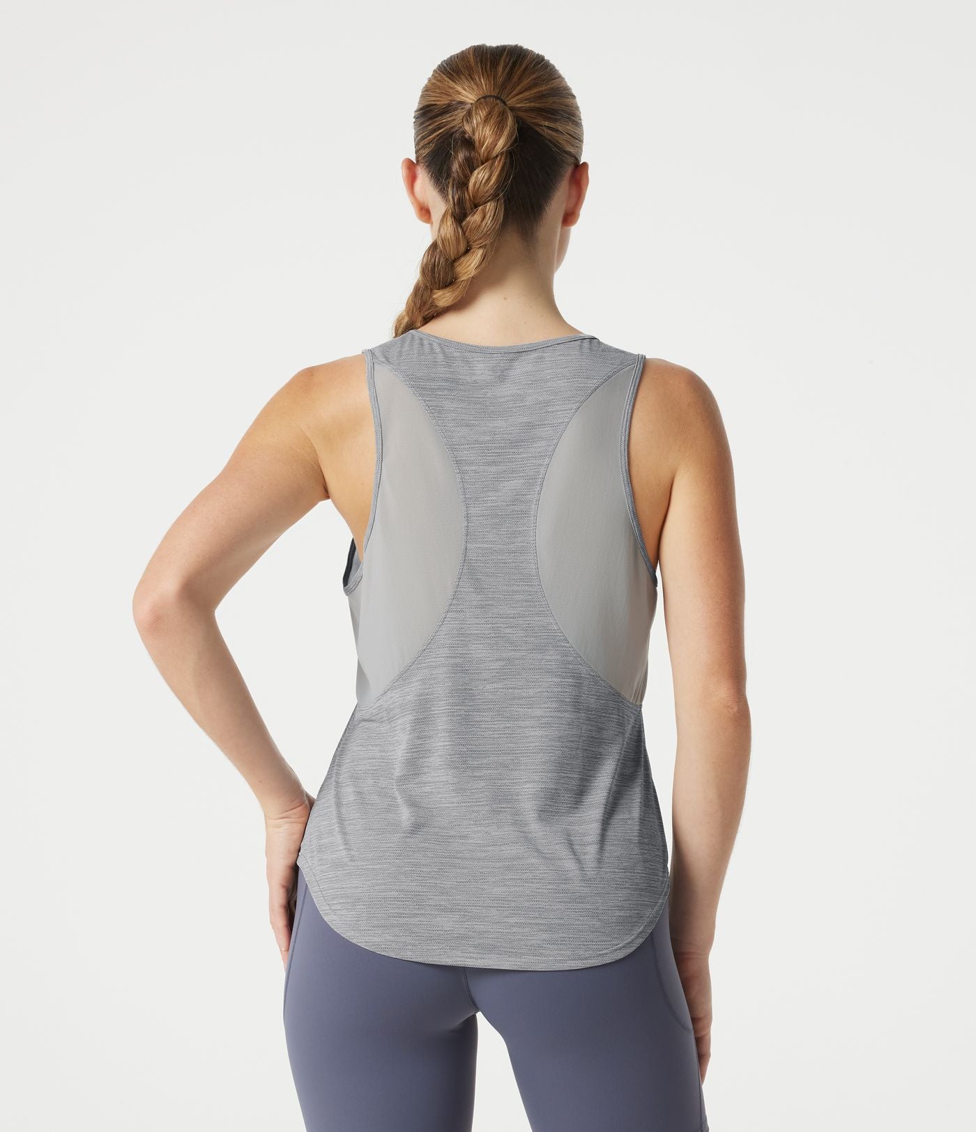 Débardeur de sport, col rond, maille contrastée, ourlet arrondi