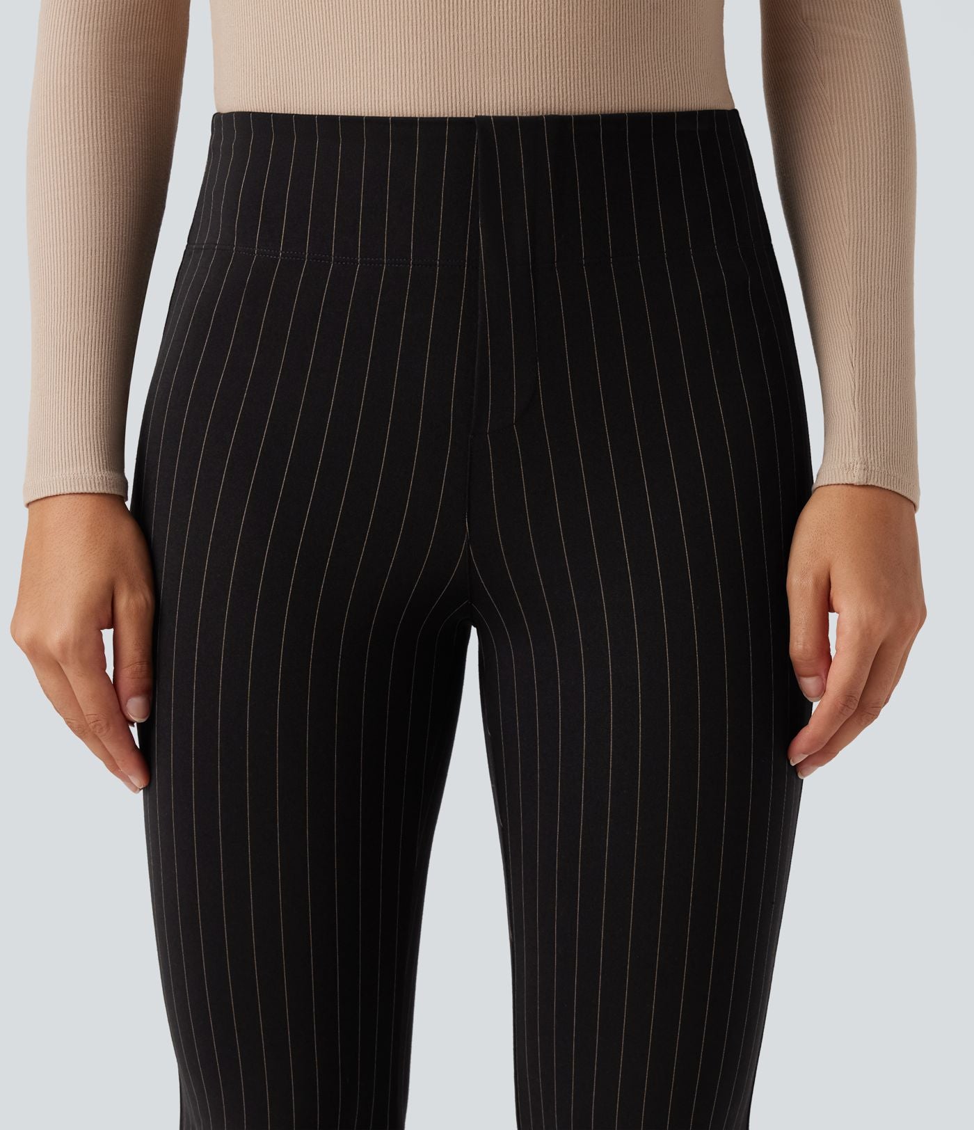 Halara Flex™ Pantalon tailleur évasé à rayures taille haute avec poches