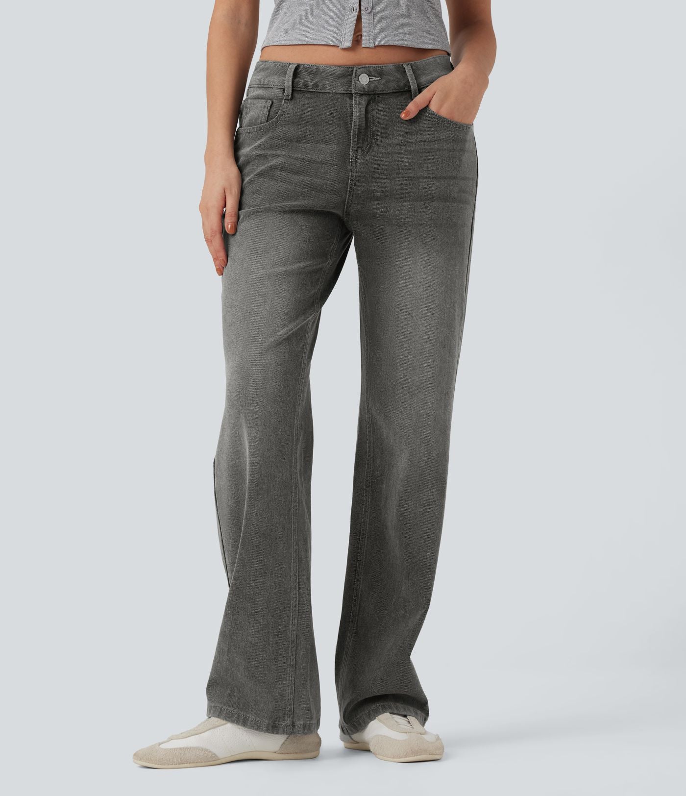 Jean décontracté Halara Flex™ taille basse coupe droite avec poches