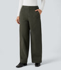 Pantalon chino coton jambes larges taille mi-haute avec poches