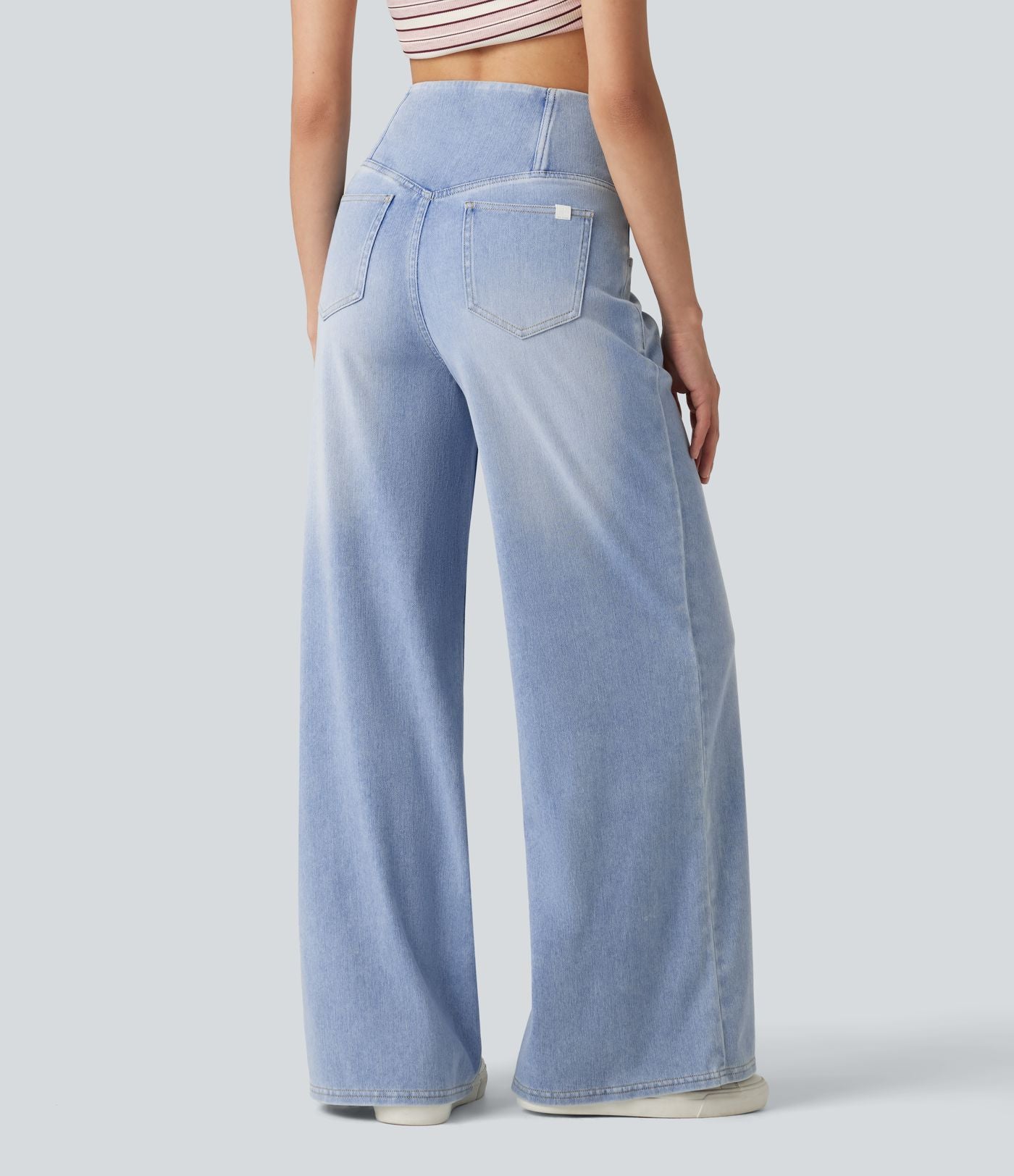 Halara Flex™ Jean large casual taille haute croisée ventre plat, avec poches