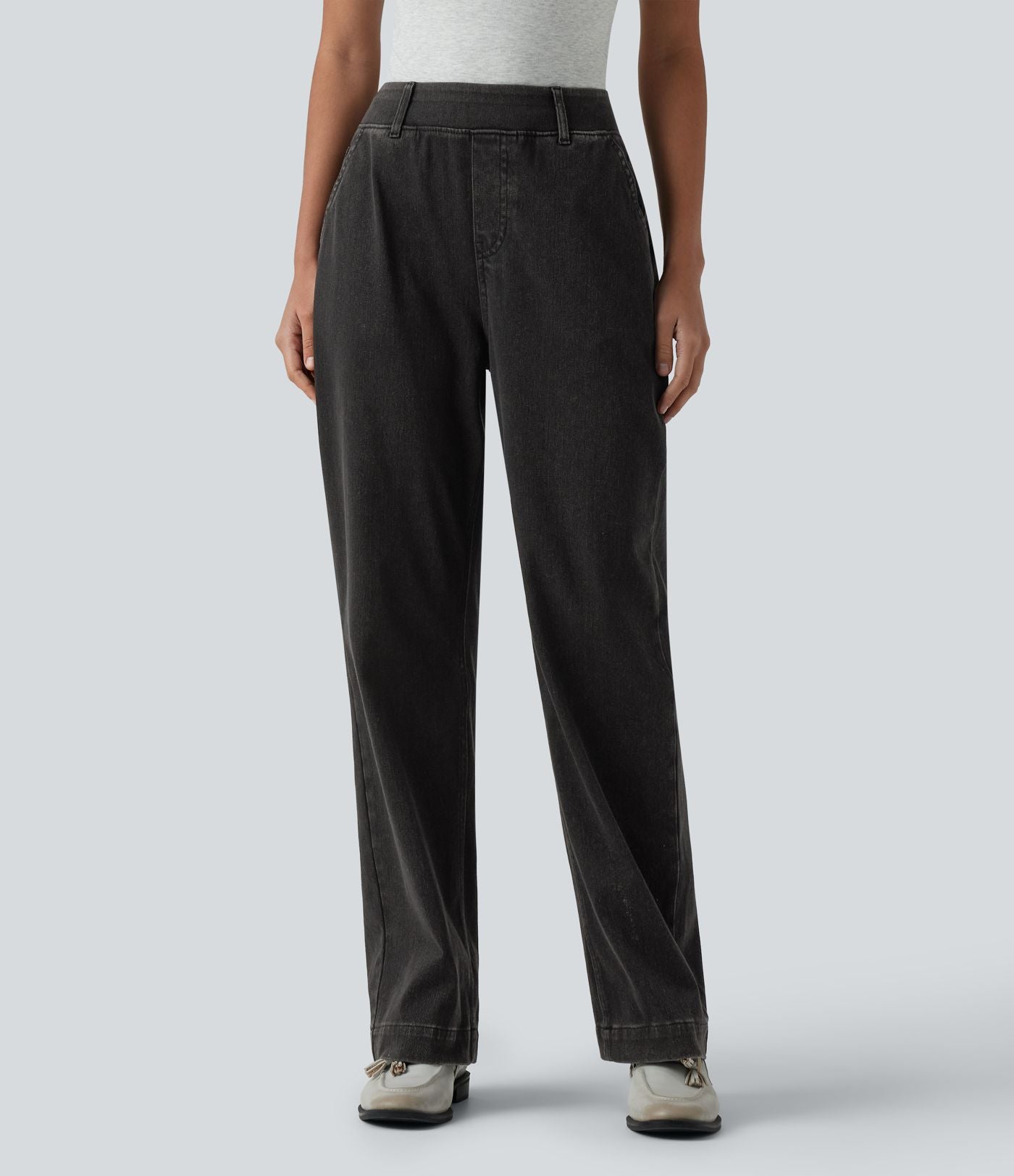 Jean Halara Flex™ taille haute coupe droite décontracté avec poches