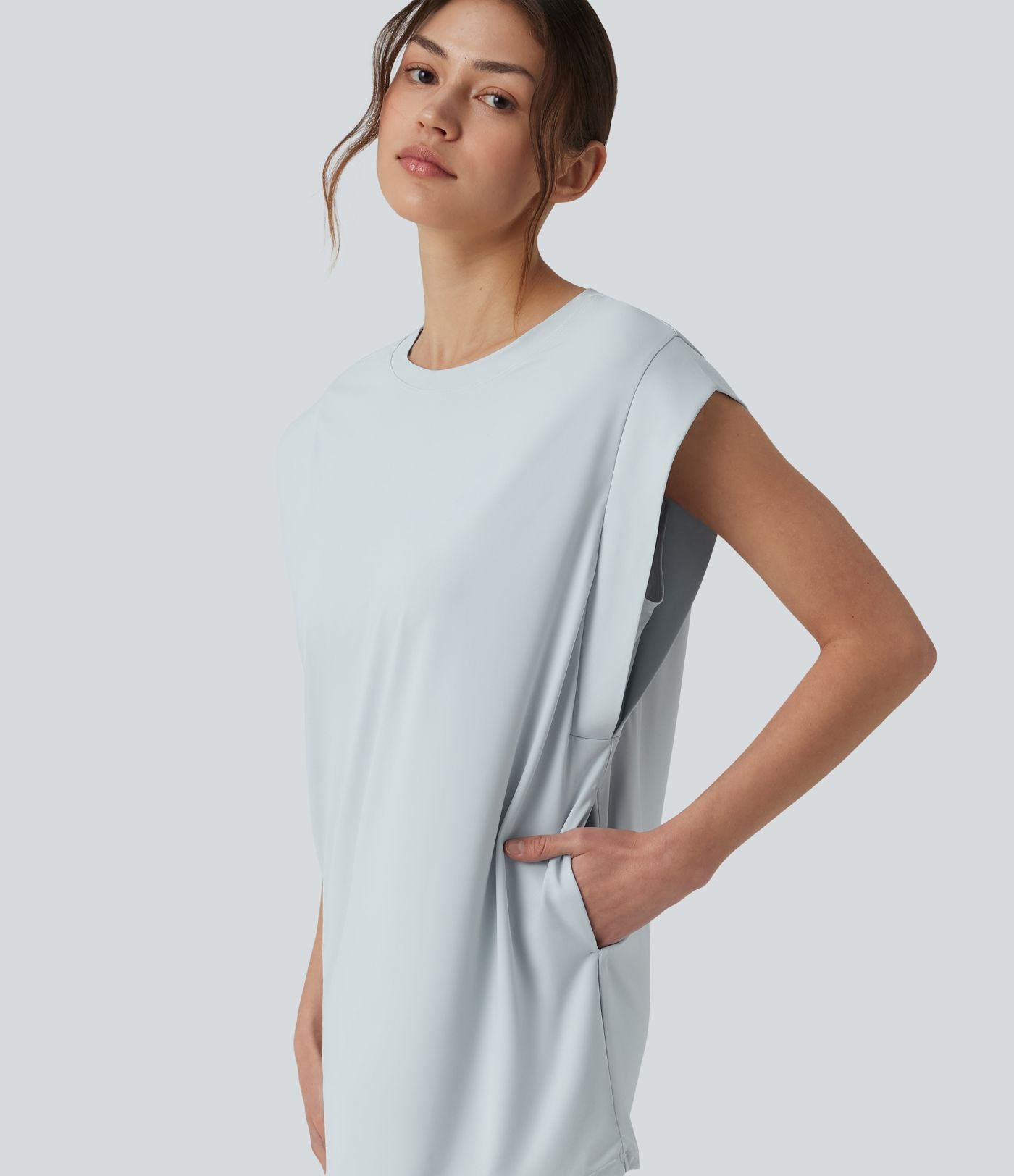Débardeur yoga col rond effet frais InstantCool avec poches, protection solaire UPF50+