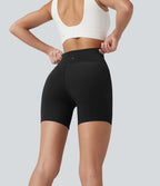 Short cycliste de yoga SoftlyZero™ 13 cm taille haute croisée avec poches et protection solaire UPF50+