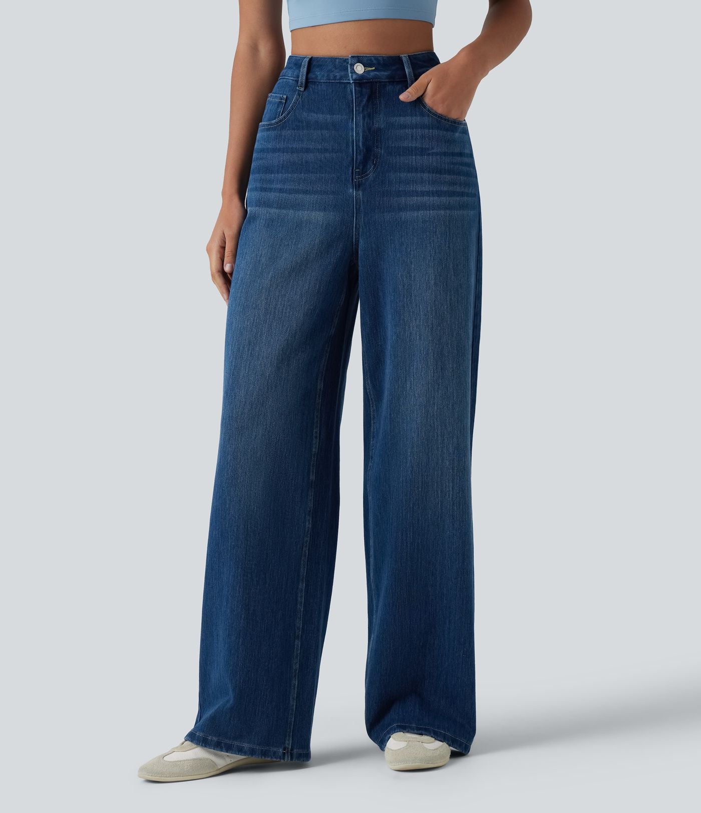 Jean Halara Flex™ taille haute large décontracté avec poches