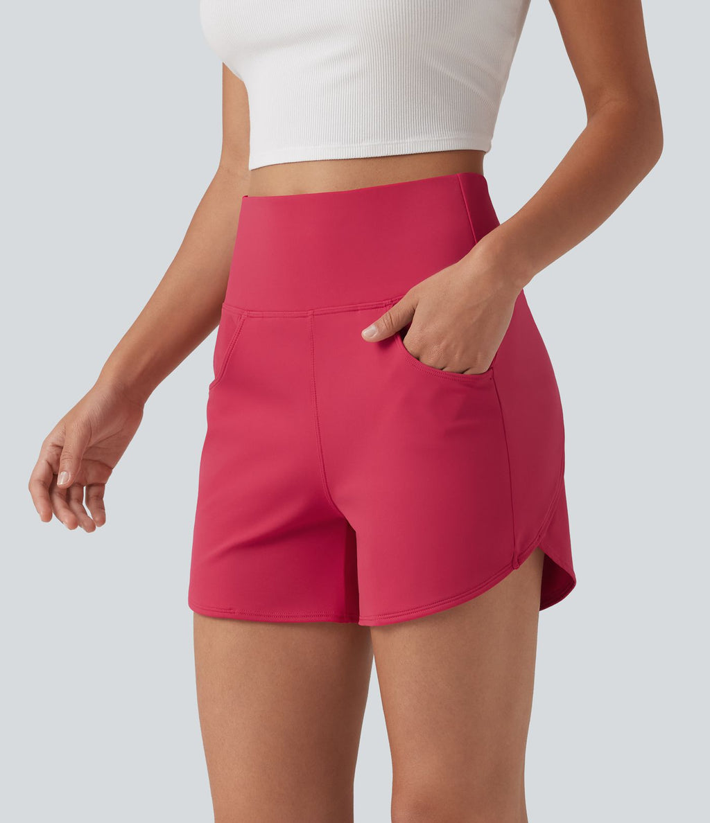 Short décontracté SoftlyZero™ Airy taille haute coupe ajustée à ourlet arrondi, avec poches, 10 cm