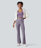 Pantalon décontracté bootcut ventre plat taille haute avec poche