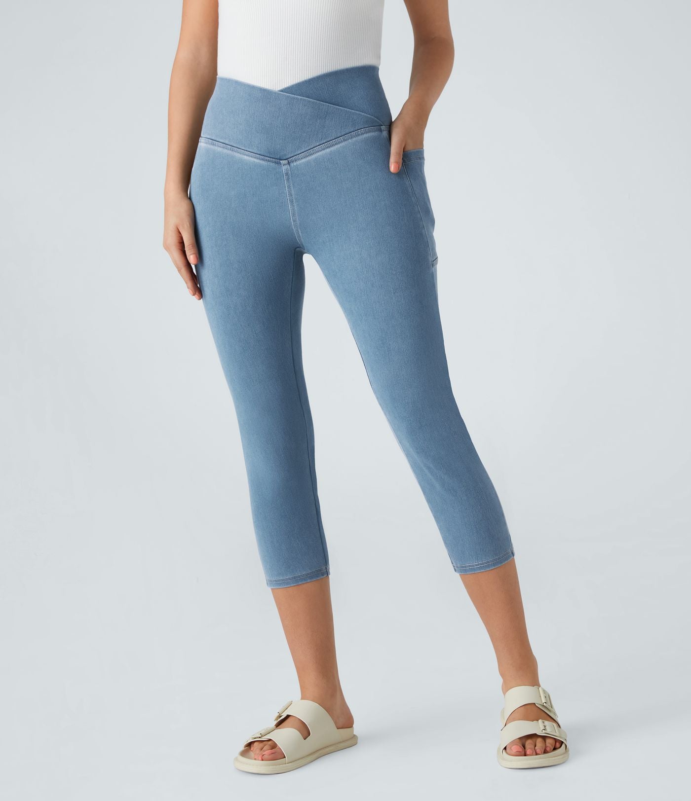 Halara Flex™ Jegging Travail Capri Tricoté Extensible Lavé Poche Latérale Croisée