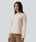 Sweat-shirt casual chiné col rond à manches longues avec surpiqûres