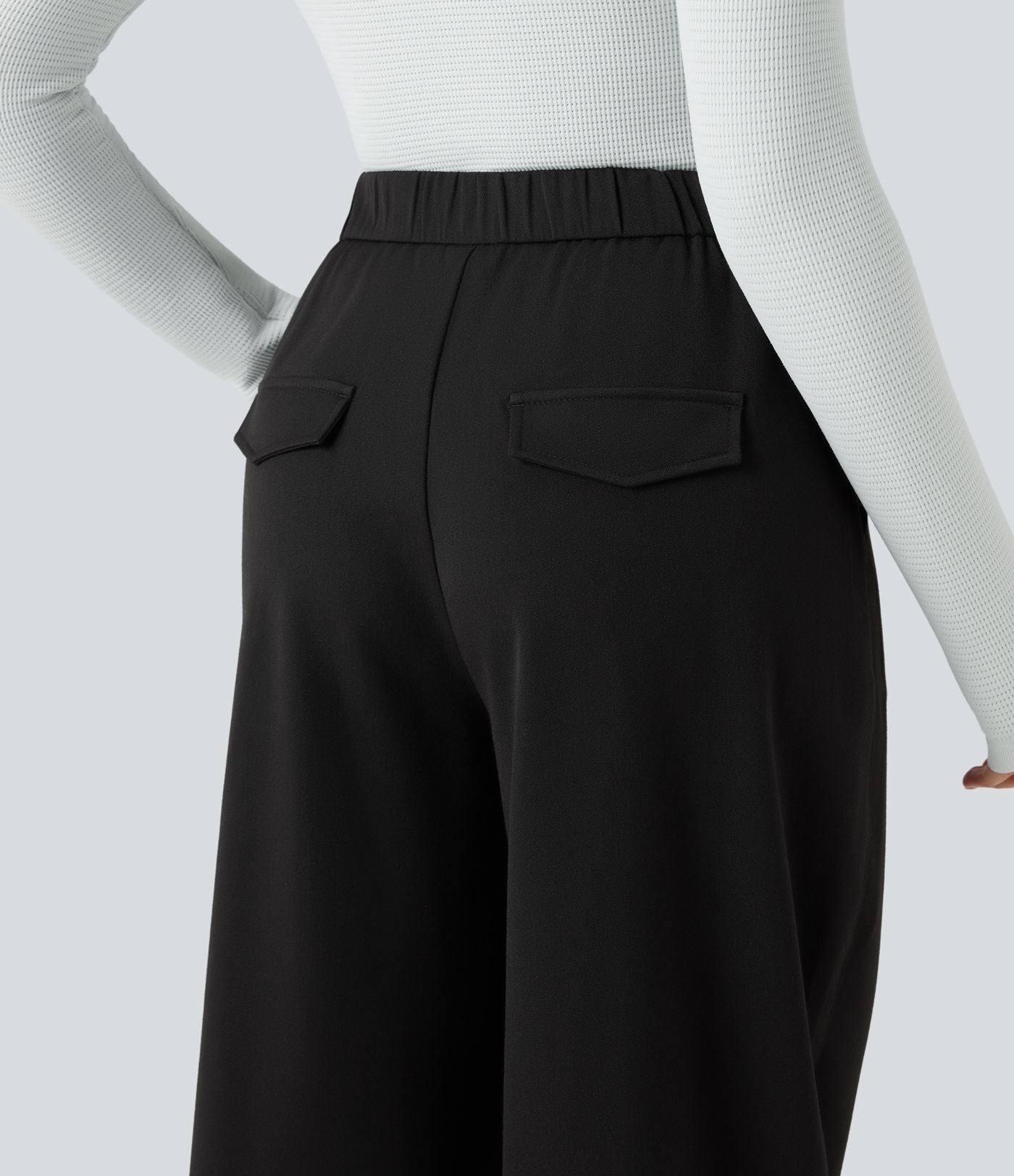 Pantalon barrel taille haute avec poches