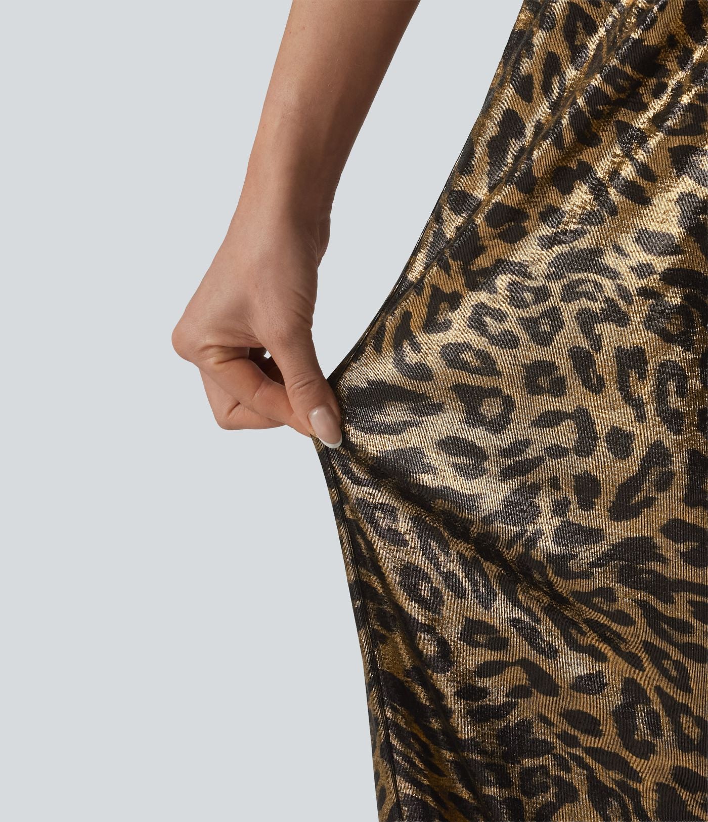 Pantalon leopard large décontracté taille mi-haute avec cordon de serrage et poches