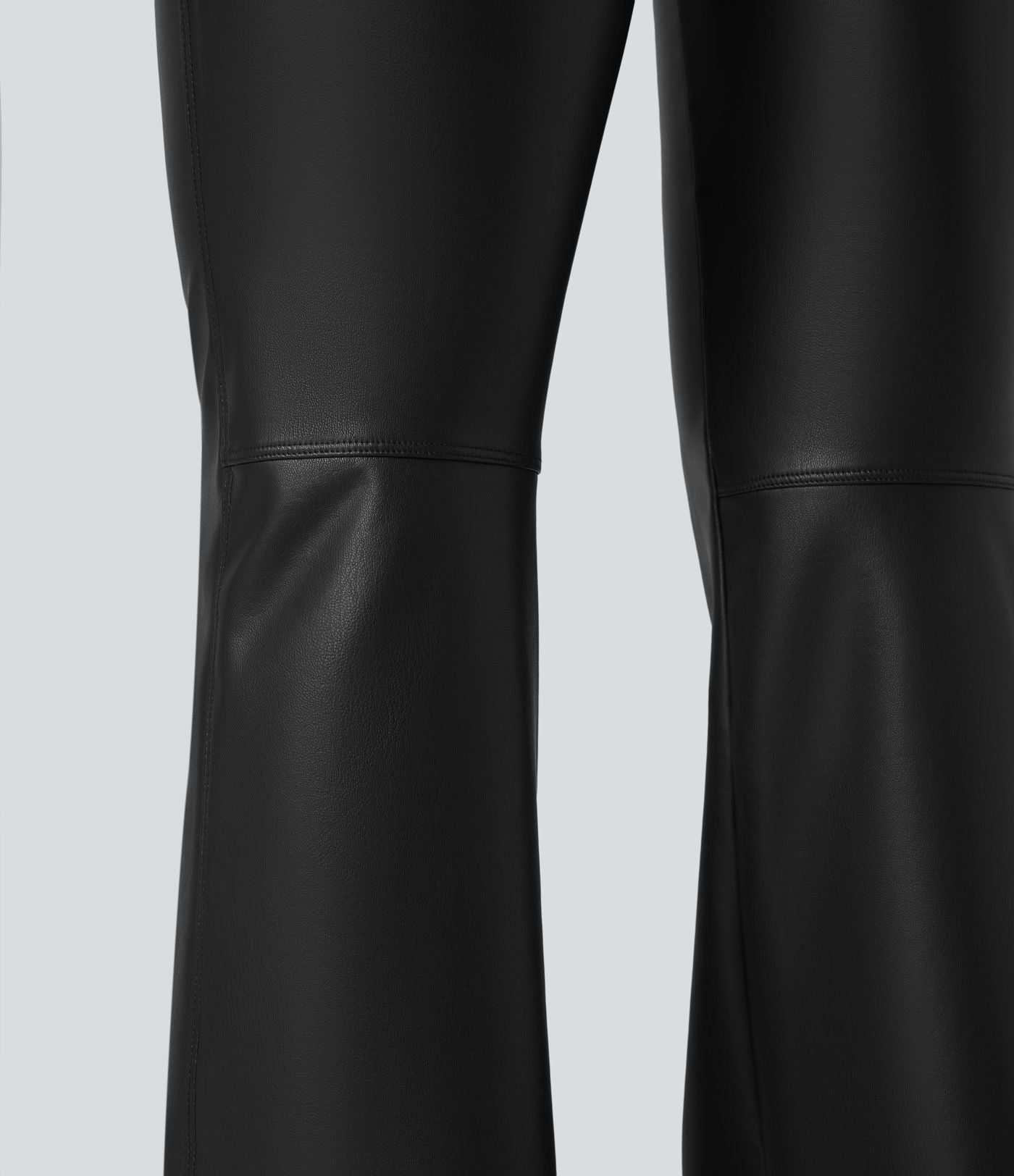 Pantalon évasé asymétrique polaire PU gainant extensible taille haute avec poches