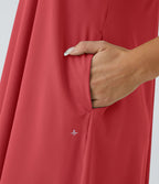 Robe décontractée mi-longue Breezeful™ dos nageur poche latérale fluide asymétrique séchage rapide A-C