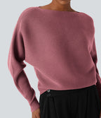Pull décontracté col bateau manches chauve-souris