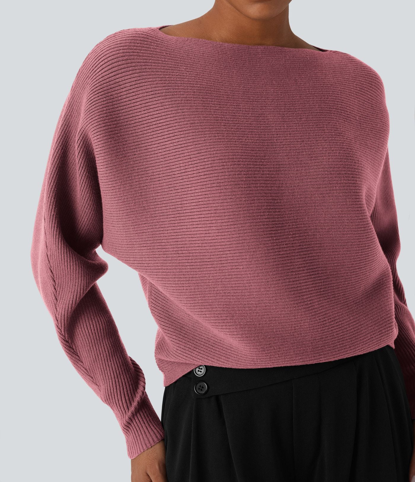 Pull décontracté col bateau manches chauve-souris