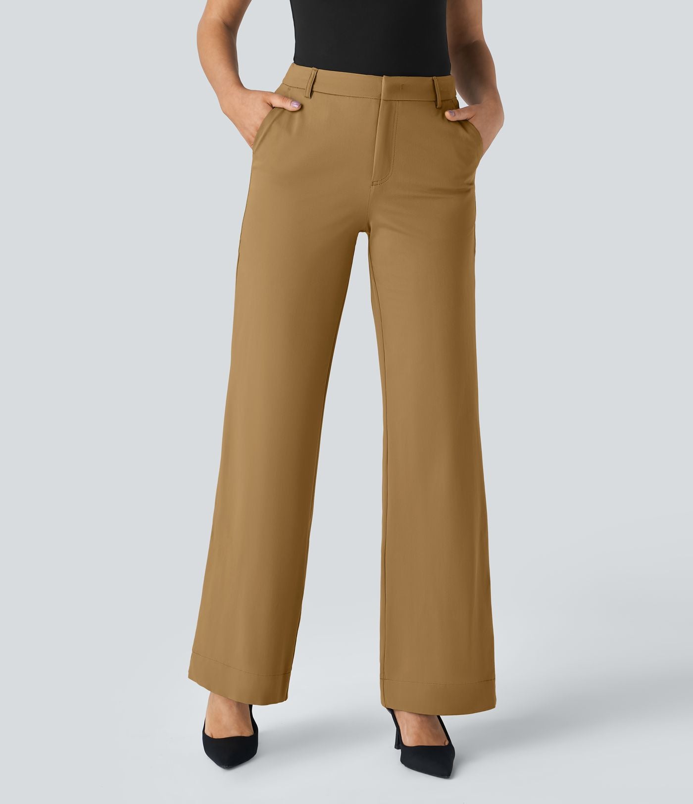 Pantalon de travail Halara Flex™ droit, taille mi-haute, avec poches