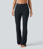 Halara UltraSculpt™ Legging bootcut de yoga taille haute en V avec dentelle contrastée et poches