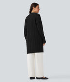 Cardigan décontracté long col V manches longues avec poches