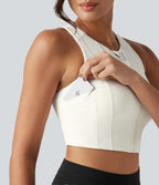 Débardeur de running court effet frais InstantCool à séchage rapide avec encolure arrondie, coussinets amovibles, poches et protection solaire UPF50+