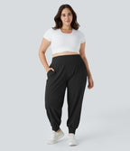 Jogging Yoga Grande Taille Taille Haute avec Poches Latérales Unies