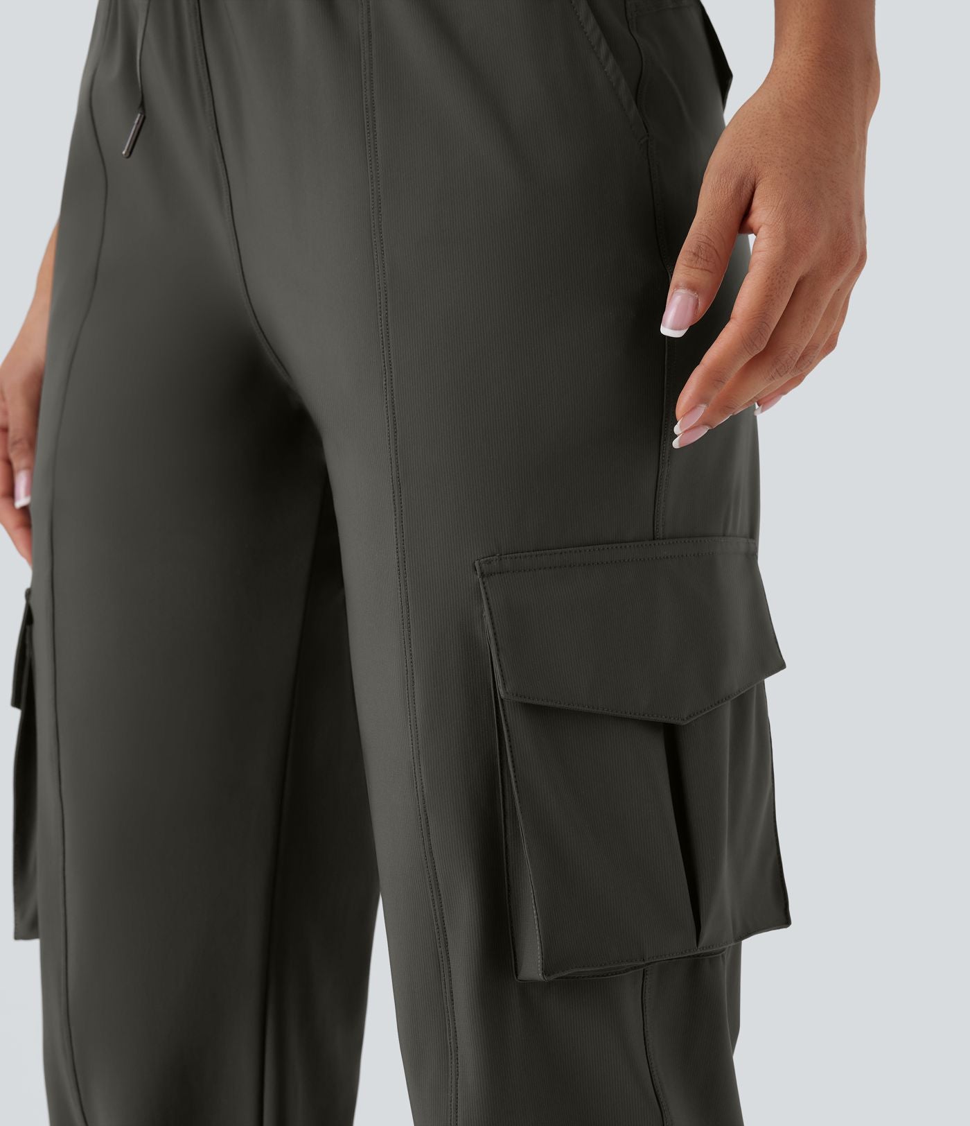 Pantalon cargo de danse taille haute avec cordon de serrage et poches multiples