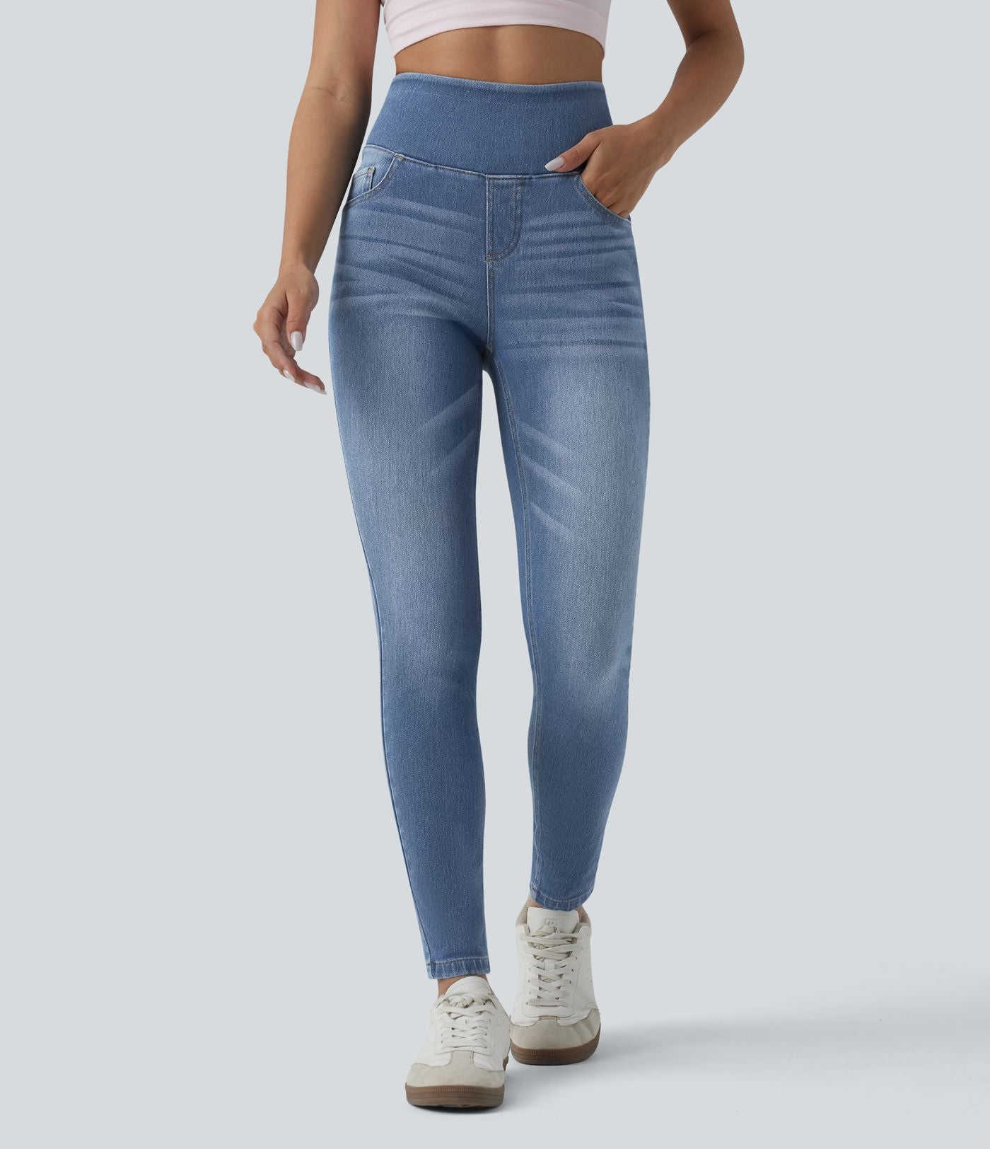 Jean skinny 7/8 casual taille haute Halara Flex™ avec poches
