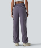 Jogging cargo de course taille mi-haute ajustable avec cordon de serrage, froncé, séchage rapide et poches
