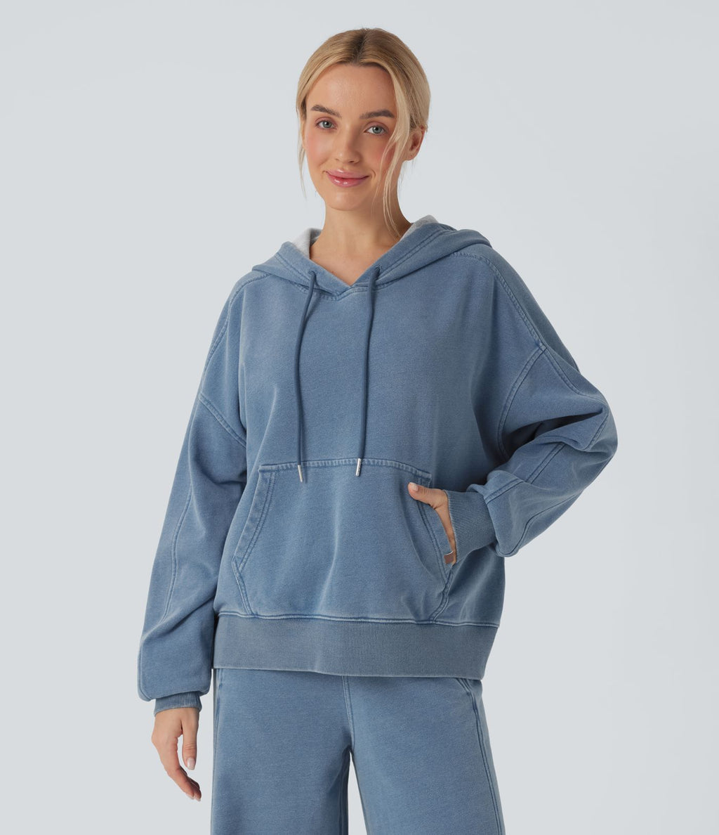 Sweat à capuche décontracté en denim Halara Flex™ avec poche