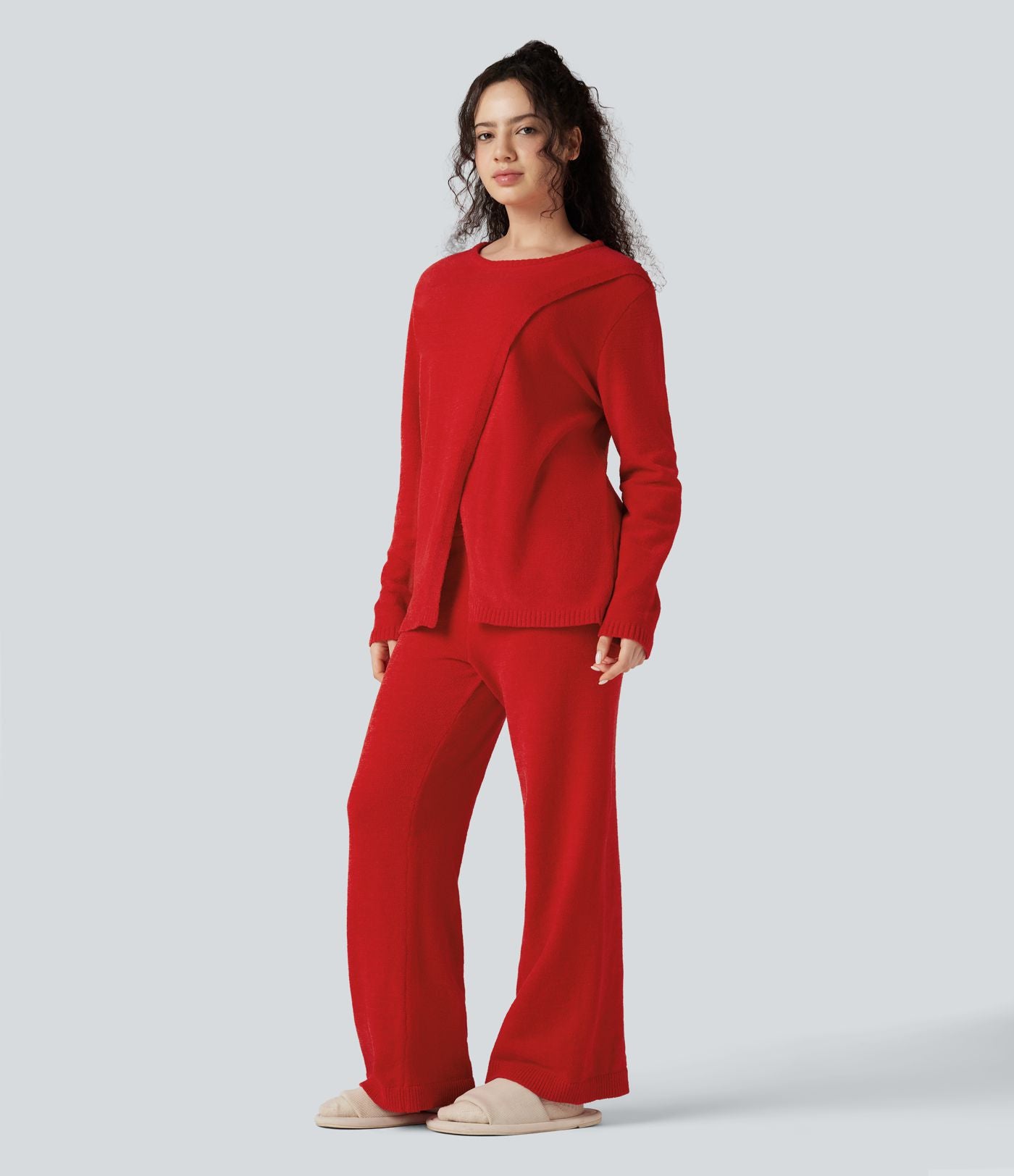 Pantalon détente maille baggy taille mi-haute