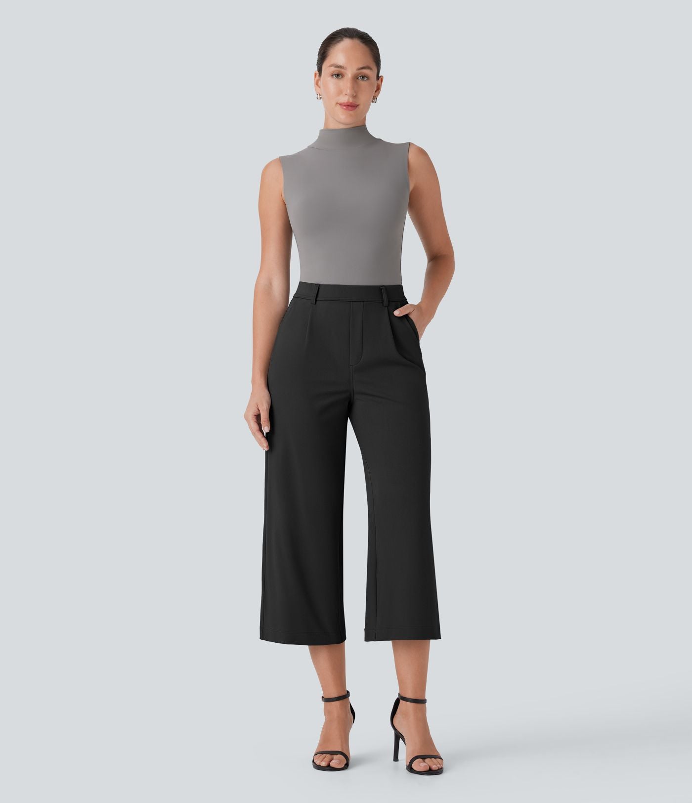 Pantalon capri de travail coupe droite taille haute Halara Flex™ DayStretch avec poches latérales