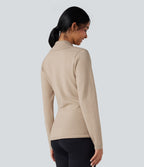 Pull tailleur cache-cœur col V manches longues