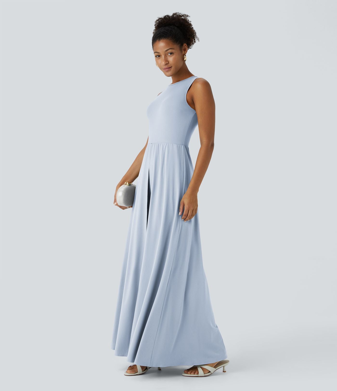Combinaison Breezeful™ à séchage rapide pour demoiselles d'honneur et invitées de mariage, sans manches, avec fermeture éclair, poches latérales et détails contrastés